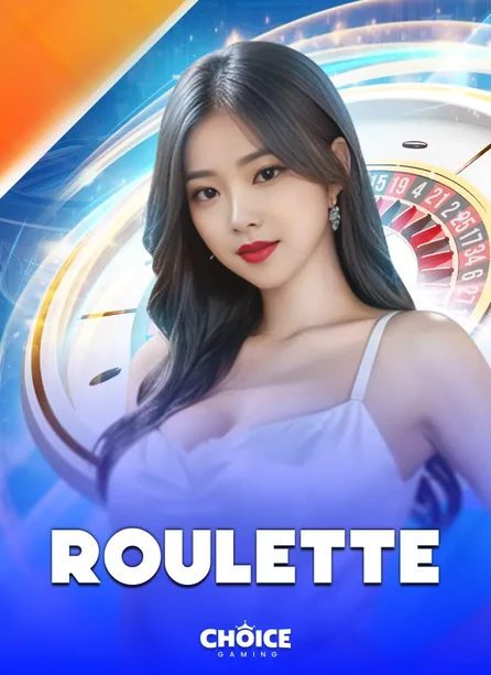 ปกเกมรูเล็ตหญิงสาวผมยาวยิ้มหน้าวงล้อ ตัวหนังสือ ROULETTE บนพื้นน้ำเงิน