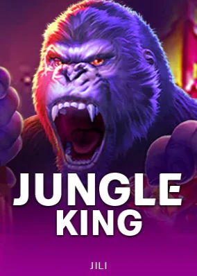 ปกเกม Jungle King กอริลลาสีม่วงอกกว้างบนพื้นม่วงเข้ม