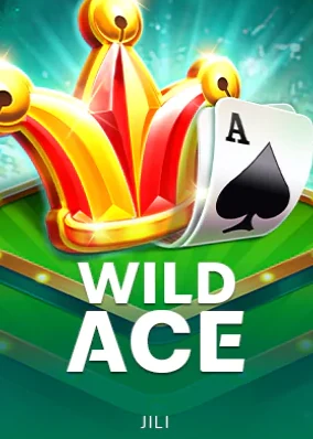 ปกเกม Wild Ace มงกุฎสีแดงทองกับไพ่เอซโพดำบนพื้นเขียว