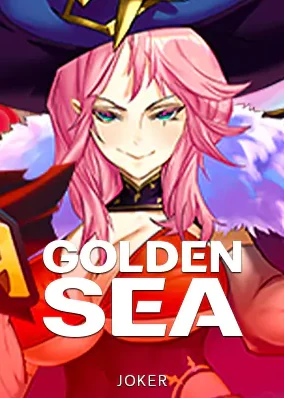 ปกเกม Golden Sea หญิงสาวผมสีชมพูในชุดสีม่วงดำ