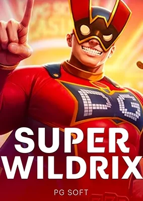 ปกเกม Super Wildrix ฮีโร่ชุดแดงสวมหน้ากากบนพื้นแดง