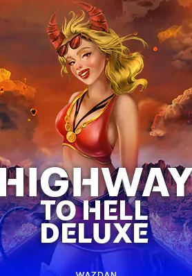 ปกเกม Highway to Hell Deluxe หญิงสาวผมแดงเหนือป้ายถนนสีน้ำเงิน