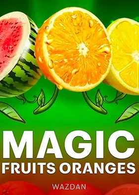 ปกเกม Magic Fruits Oranges ส้มผ่าซีกคู่กับแตงโมบนพื้นเขียว