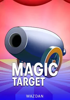 ปกเกม Magic Target ปืนใหญ่สีเทาบนพื้นไล่สีชมพูฟ้า