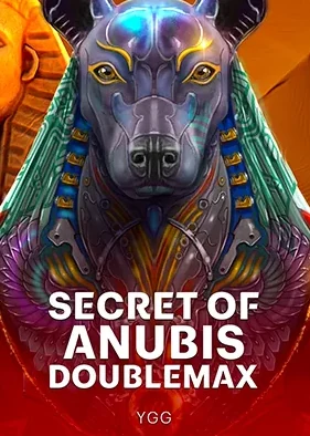 ปกเกม Secret of Anubis DoubleMax เทพหมาป่าอนูบิสสีเทาบนพื้นแดง